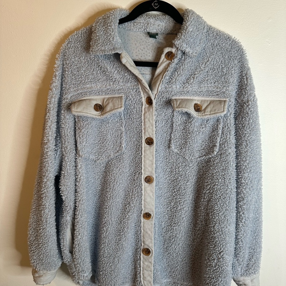 Wild fable baby blue cozy Sherpa Shacket - Picture 2 of 6